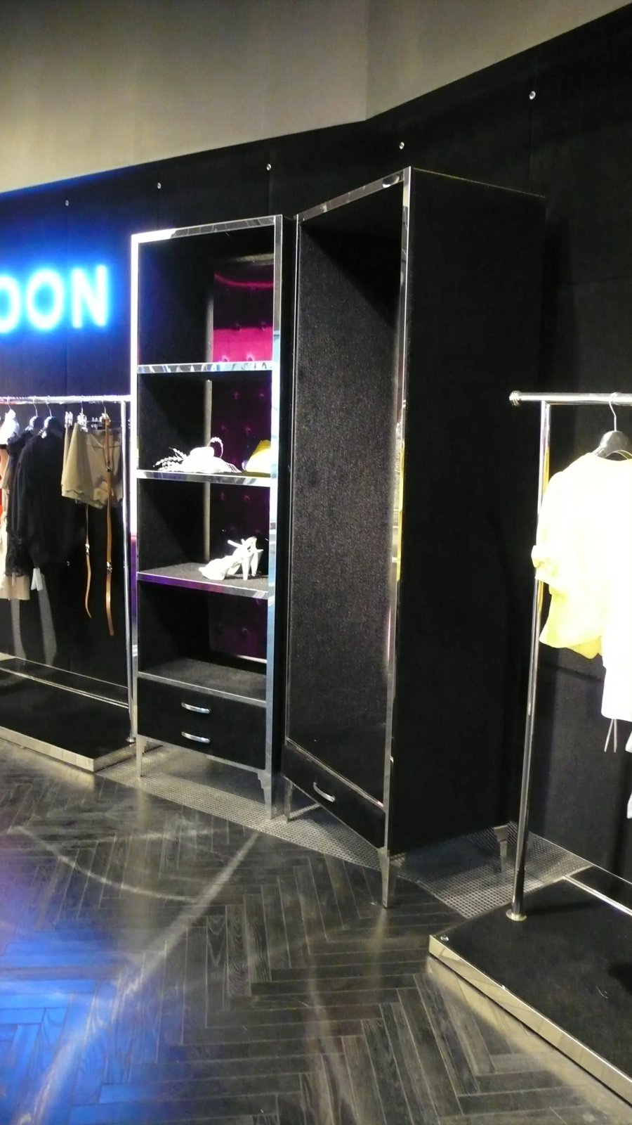 Display case with illuminated detailing